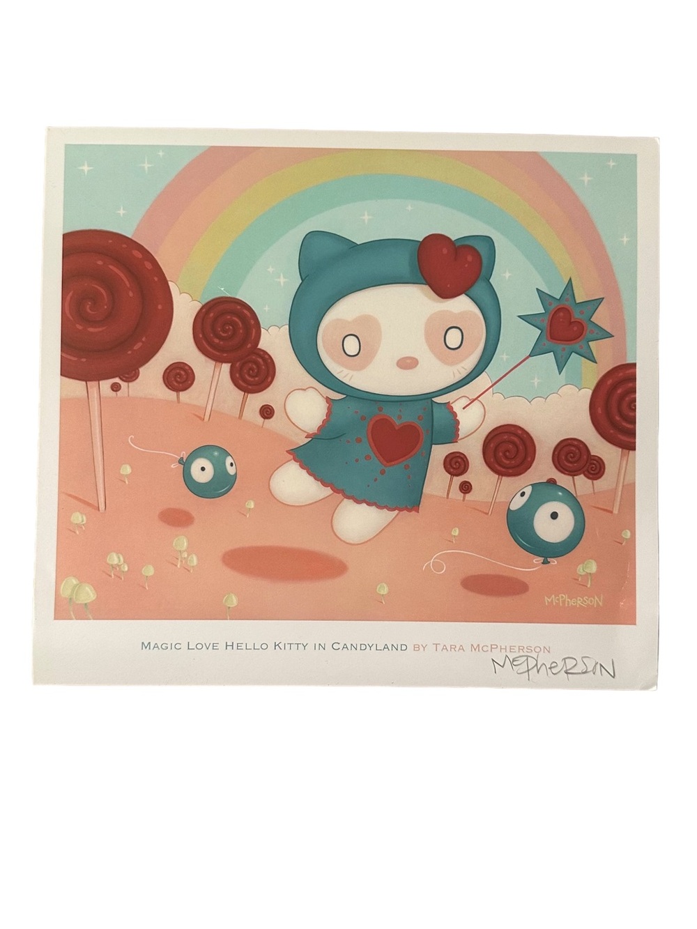 Tara McPherson Signed Card Print Magic Love Hello Kitty In Candyland 6.75” Tall